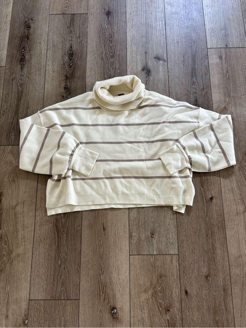 Free People Paulie Striped Turtleneck Sweater in the color Moonbeam Combo.